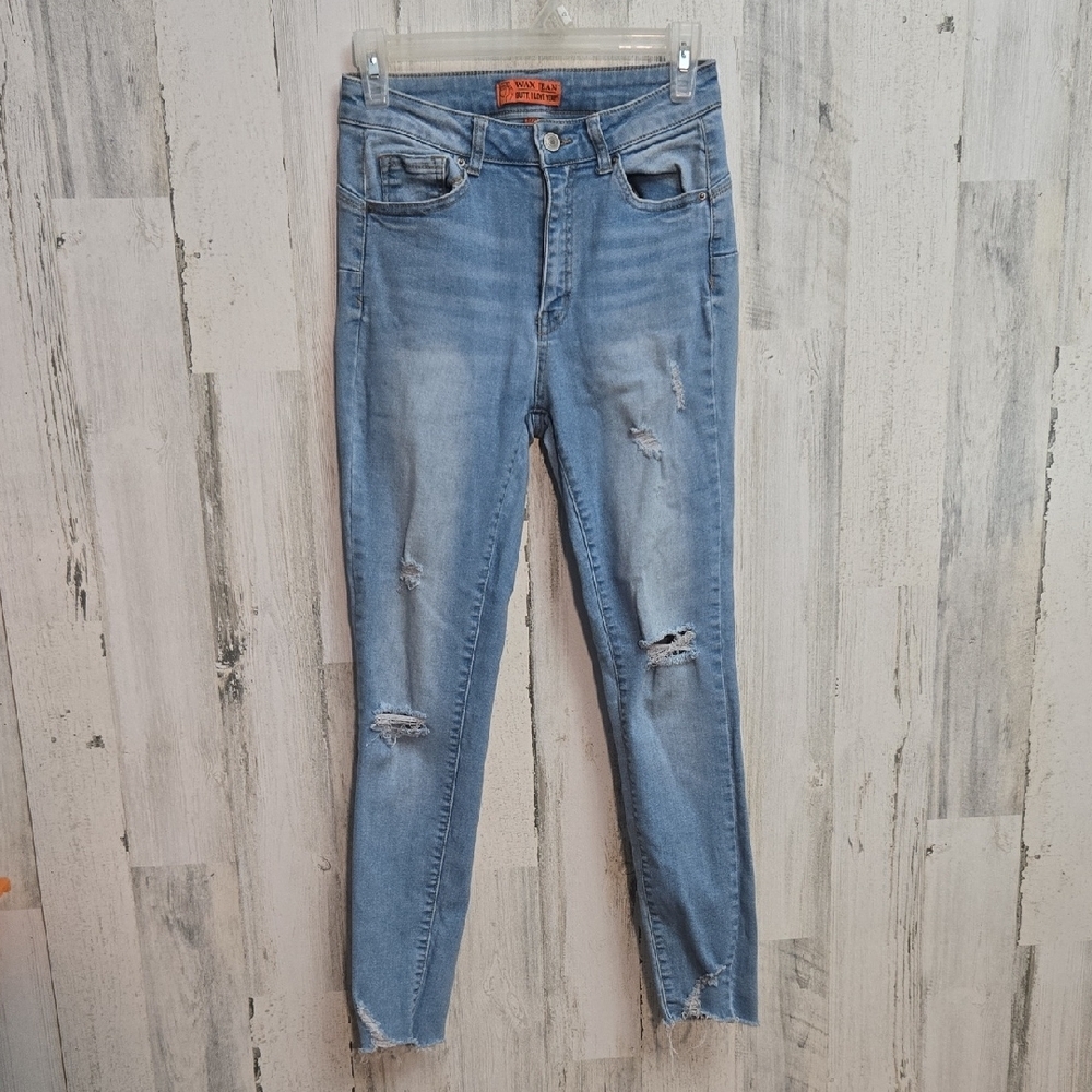 wax jeans blue ripped skinny jeans